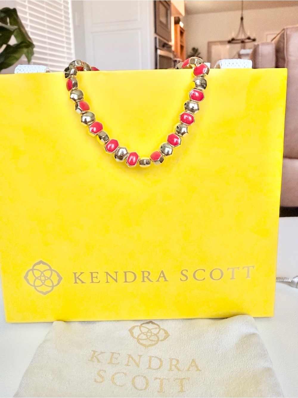 Kendra Scott Red and Gold Beaded Game Day Bracelet
